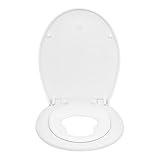 WOLTU Toilettensitz mit Kindersitz, Softclose Absenkautomatik, Fix-Clip Schnellbefestigung, Toilettendeckel Ovaler WC Sitz aus Kunststoff