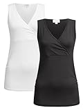 Herzmutter Stilltop-Umstandstop - 2er-Set - Oberteil für Schwangerschaft - mit Stillfunktion - 6700 (M, Schwarz|Weiß)