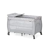 hauck Sleep N Play Center, Teddy Grey - Kinderreisebett Set mit Neugeboreneneinhang, Wickelauflage, Tragetasche, Rollen & Schlupf, Faltbar, Baby Reisebett & Laufstall ab Geburt bis 15 kg max. 3 Jahre