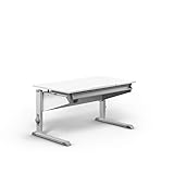 moll Sprinter, höhenverstellbarer Kinderschreibtisch für Jungen und Mädchen, Korpus Weiß, Holzwerkstoff, 117,2cm x 70,5cm