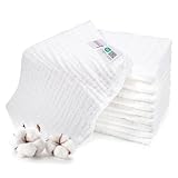 MAKIAN Mullwindeln 10er Pack - 35x50cm, Oeko-TEX® Standard 100 zertifizierte Premium Qualität - Spucktücher in Premium Qualität - 4-lagige Stoffwindeln/Mulltücher - Weiß