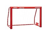 HUDORA Kinder & Erwachsene Fußballtor Expert 300 Edition | Garten Fußball-Tor aus Stahl im exklusiven Kicker Design, rot