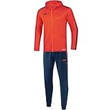 JAKO Kinder Trainingsanzug Polyester Striker 2.0 mit Kapuze, flame/navy, 128, M9419