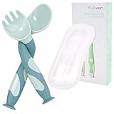 Baby Utensilien Löffel Gabel Set Mit Reise Sicher Kleinkind Babys Kinder FüTterung Schulung Einfacher Griff HitzebestäNdig Biegsamen Weich Perfekte Selbst Lernen(1 Löffel 1 Gabel)