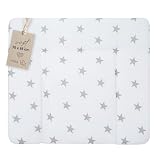 roba Wickelauflage Little Stars, 85 x 75 cm - Weiche Wickelunterlage - Baby Wickeltischauflage - PU beschichtet - Sterne Motiv / Weiß