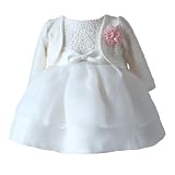LOLIWE Taufkleid Taufbolero Baby Mädchen Kleid Blumenmädchenkleid Festlich Kleid Babybekleidung (DE 80)