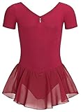 tanzmuster ® Ballettkleid Mädchen Kurzarm - Betty - (Größe 92-170) aus extra weichem Baumwollstoff mit Glitzersteinen und Chiffon Röckchen fürs Kinder Ballett