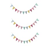 3PC Stoff Wimpel Girlande Wimpelkette Stoff Wimpelkette Kinderzimmer Multicolor Wimpel Banner Wimpel Girlande Draußen Outdoor Dekoration für Hochzeit Party Weihnachten Geburtstagsfeier（4m Wimpel）
