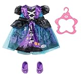 Zapf Creation 833742 BABY born Halloween Kleid 43cm- Puppenoutfit Bekleidungsset Halloween Kostum für Puppe mit Schuhen, lila
