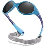 DUCO Kinder Sonnenbrille Polarisierte Sportbrille TPEE Flexibeles Gestell für Baby Mädchen oder Junge 0-24 Monate K012 (Blau)