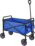 Amazon Basics Zusammenklappbarer Bollerwagen für den Garten, faltbar, mit Abdeckung, für den Außenbereich, Blau