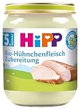 HiPP Bio Hühnchenfleisch Zubereitung (6 x 125g), mit Bio-Rapsöl, glutenfrei, ohne Zusatz von Salz, in bester Bio-Qualität