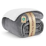 BEDSURE Decke Sofa Kuscheldecke Grau - warm Sherpa Sofaüberwurf Decke, Dicke Sofadecke Couchdecke, 150x200 cm XL Flauschige Wohndecke für Couch