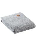 Bio Kuscheldecke 100% Bio-Baumwolle (kbA) GOTS zertifiziert, Hellgrau-Elfenbein, 150 x 200 cm