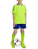 besbomig Jungen Fussball Uniform Trikots Set Kind Team Ausbildung Wettbewerb Sportbekleidung - Kurze Ärmel T-Shirt & Shorts und Socken Soccer Uniforms Trainingsanzug für Basketball Sport