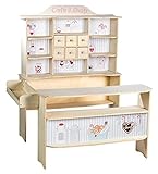roba 480020 Kaufladen, Kinder Kaufmannsladen 'Café und Shop', Holz, Verkaufsstand 6 Schubladen, Seitentheke und Theke mit liebervoller Bedruckung, Natur/Weiß