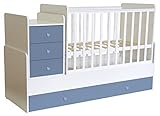 Polini Kids Kinderbett 0001227.17 Simple 1100, Schubladenelement, Farbe: Weiß-Blau