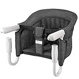 Tischsitz Faltbar Babysitz Baby Hochstuhl Sitzerhöhung für zu Hause und Unterwegs mit Transporttasche (Tischsitz Schwarz)
