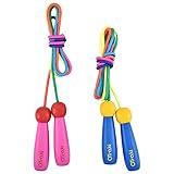 OTraki Verstellbare Springseil Kinder 2 Stück Rope Skipping Seil mit Holzgriff und Baumwollseil Jump Rope Seilspringen Kids für Jungen und Mädchen Fitness Spiel und Knochenentwicklung zu fördern 200CM