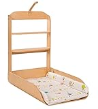 roba Wandwickeltisch natur - Klappbares Wickelregal aus gebogenem Holz gebogen + Wickelunterlage Waldhochzeit - einfache Wandmontage - Auflage mit Tier Motiv, 1 Stück (1er Pack)