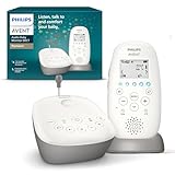 AVENT Audio Babyphone, DECT-Technologie, Eco-Mode, Sternenhimmel, Gegensprechfunktion, Schlaf- und Nachtlieder, 18 Std. Laufzeit, maximale Reichweite, weiß (Modell SCD733/26)