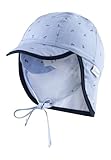 Sterntaler Schirmmütze Nacken Anker - Baby- und Kinder Mütze mit Nackenschutz, Ohrenklappen und Bindeband - UV-Schutz 30 Sonnenmütze mit Futter aus Batist (Bio) - Kopfbedeckung - Himmel, Größe 51