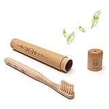 Nature Nerds – Reise-Zahnbürste für Kinder, Bambus-Etui inkl. Zahnbürste/Zahnbürsten-Hülle/Zahnbürsten-Halter/Reise-Etui