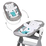 hauck 2in1 Babywippe & Neugeborenenaufsatz für Alpha+ & Beta+ Holzhochstuhl Alpha Bouncer 2in1, für Babys ab Geburt bis 9 kg, mit 3-Punkt-Hüftgurt, Teddy-Einlage und Wippgestell (Hearts Grey)