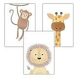 WBdesignz Poster Kinderzimmer Bilder Deko Babyzimmer Mädchen Jungen Dschungel Tiere Für Kinder