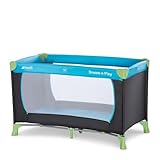 hauck Dream N Play, Waterblue - Baby & Kinder Reisebett mit Tragetasche ab Geburt bis 15 kg, Schnell & Kompakt Faltbar, Große Netzfenster