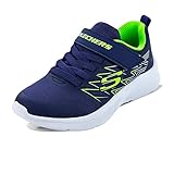 Skechers Jungen Microspec Texlor Sneaker, Navy Textile Lime Silver Trim, 34 EU
