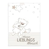 Herding Fynn Babydecke, Lieblingsmensch Motiv, 75 x 100 cm, Microfaserflausch, Weiß