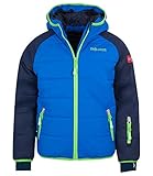 Trollkids Kinder Hafjell XT wasserabweisende leichte Skijacke Winterjacke, Marineblau/Mittelblau/Grün, Größe 128