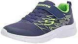 Skechers Jungen Microspec Texlor Sneaker, Navy Textile Lime Silver Trim, 34 EU