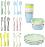 Ikea Geschirrset KALAS Schälchen, Teller, Besteck und Becher für Kinder - robustes Polypropylen - spülmaschinenfest