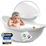 BabybeFun Baby Badewanne mit Badewanneneinsatz für Neugeborene [Testsieger] Rutschfeste Babybadewanne für Babys und Kleinkinder [0-12 Monate] Babywanne für Dusche Badewanne Weiß