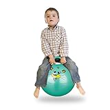 Relaxdays 10022554_53 Hüpfball Kinder, Maus, mit Griff, für Drinnen und Draußen, mit Tier-Motiv, weich, 45 cm Durchmesser, grün