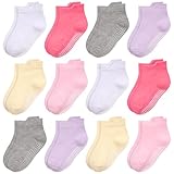HYCLES Stoppersocken Kinder - 12 Paar Rutschfeste Socken für 0-7 Jahre, Mädchen 1-3 Jahre