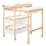 roba Bade Wickel Kombi Baby Pool - Wickeltisch ausziehbar mit integrierter Badewanne - Mobile Kombination aus Holz natur - Inkl. Wickelauflage weiß, 1 Stück (1er Pack)