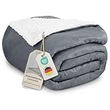 Gräfenstayn® Dicke Kuscheldecke flauschig & super weich - warme Sherpa-Fleecedecke in Lammfell-Optik als Wohndecke, Tagesdecke & Sofadecke - Überwurf Decke Sofa & Couch (Anthrazit 200x150)