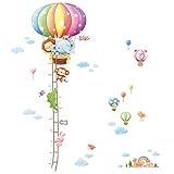 Decowall DAT-1606N Heißluftballon Höhentabelle Tiere Wandtattoo Wandsticker Wandaufkleber Wanddeko für Wohnzimmer Schlafzimmer Kinderzimmer