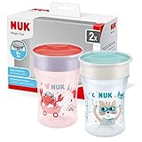 NUK Magic Cup Trinklernbecher | 8+ Monate | 230 ml | auslaufsicherer 360°-Trinkrand | BPA-frei | rot | 2 Stück