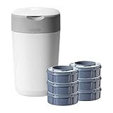 Tommee Tippee Twist and Click Advanced Windeleimer Starter Set, umweltfreundliches System mit 6x Nachfüllkassetten mit nachhaltig gewonnener antibakterieller GRÜNFILM, weiß