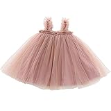 Ugitopi Baby Mädchen Kleinkind Tutu Kleid ärmellose Prinzessin Infant Tüll Kleid (B-Tan, 90)