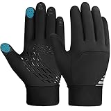 Kinder Handschuhe Winter Fahrradhandschuhe - Kids Warme Touchscreen Winterhandschuhe Outdoor Sport Laufhandschuhe Wasserdicht Winddichte mit Anti-Rutsch für Junge Mädch Fahrrad Schwarz 4-12 Jahre