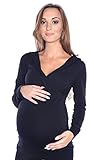 Mija - Umstandsmode 2 in 1 Stillshirt Umstandsshirt/Umstandstop Langarm-Shirt 3095 (40/42, Schwarz)