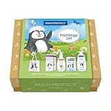 PAEDIPROTECT Frühlings-Set 5 Baby- & Kinder Sonnenschutz LSF 50+ & Hautpflege Produkte, inkl. 2x Gesichtssonnencreme, 1x Sonnenspray, 1x Pflegelotion & 1x Lippenpflege, veganes Pflegeset Geschenkset