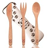 BABYLOVIT | Kinderbesteck ab 1 Jahr | Bambus Esslernbesteck | Babybesteck BPA Frei | Kinder Besteckset | Kindergeschirr | Besteck Kinder | Taufgeschenk für Mädchen & Jungen