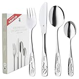 WMF Kinderbesteck mit Namensgravur,Edelstahl, 4-teilig, spülmaschinengeeignet – Geschenk zur Taufe, Taufgeschenke für Mädchen und Jungen, Kinderbesteck mit Gravur