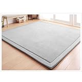 Loartee korallen Samtmatte, Teppich, als Krabbeldecke fürs Kind, Yogamatte und Übungsauflage geeignet, Silbergrau, 150 * 150cm